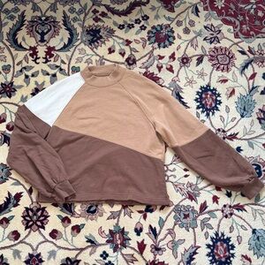 Abercrombie & Fitch Colorblock Sweater - White, Tan, Brown